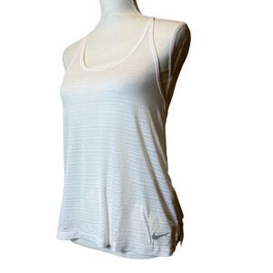 Nike Dri-Fit T-Back Strap Women's Racer Tank White Gray Size Small